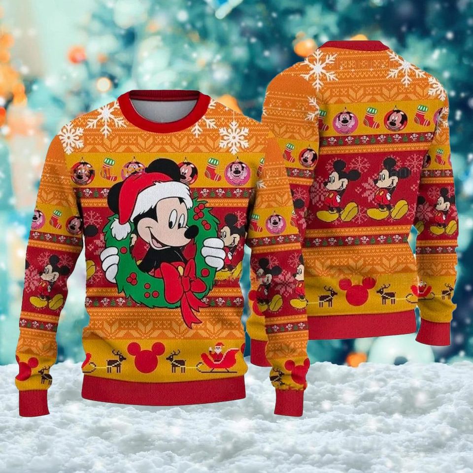 Jingle Bell Mouse Santa Hat Ugly Christmas Sweater, Mouse Xmas Sweater