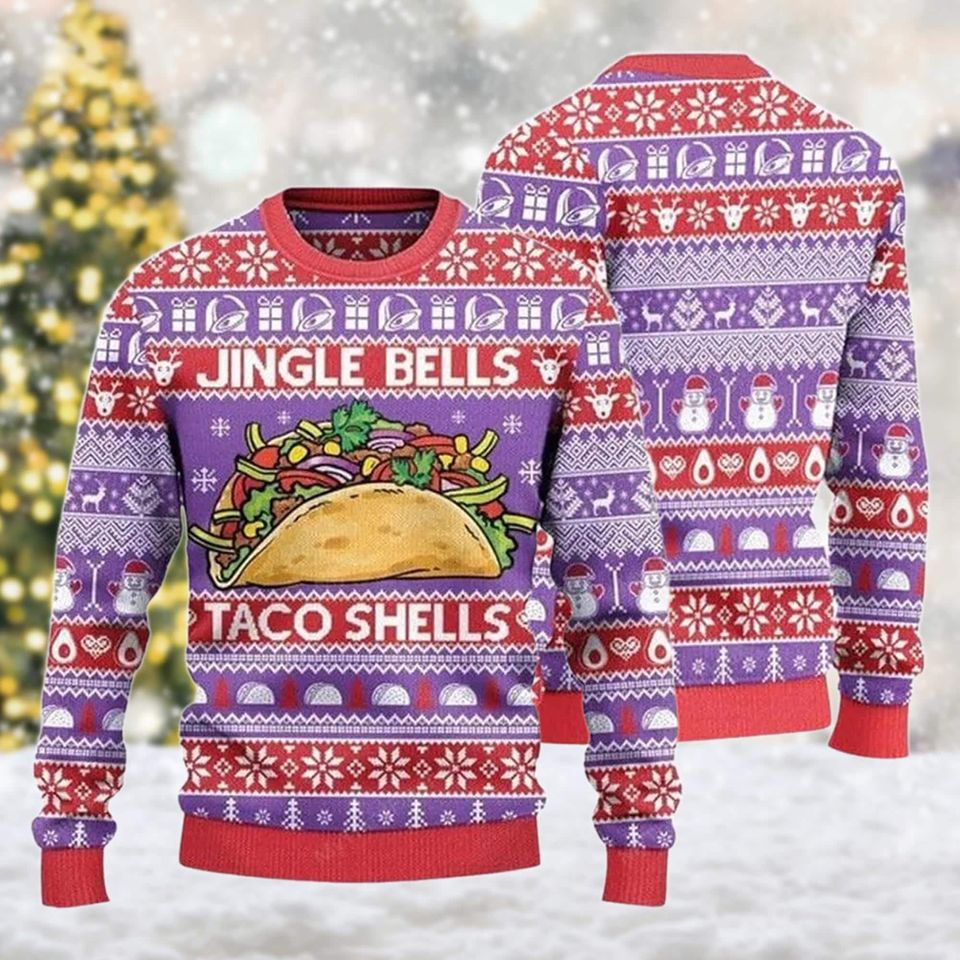 Jingle Bells Taco Shells Christmas Sweater. Merry Tacomas Christmas