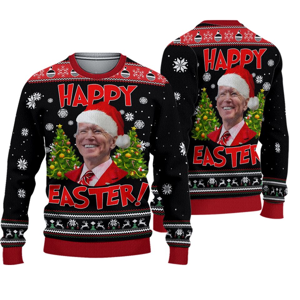 Joe Biden Santa Happy Easter Merry Christmas 3D Sweater