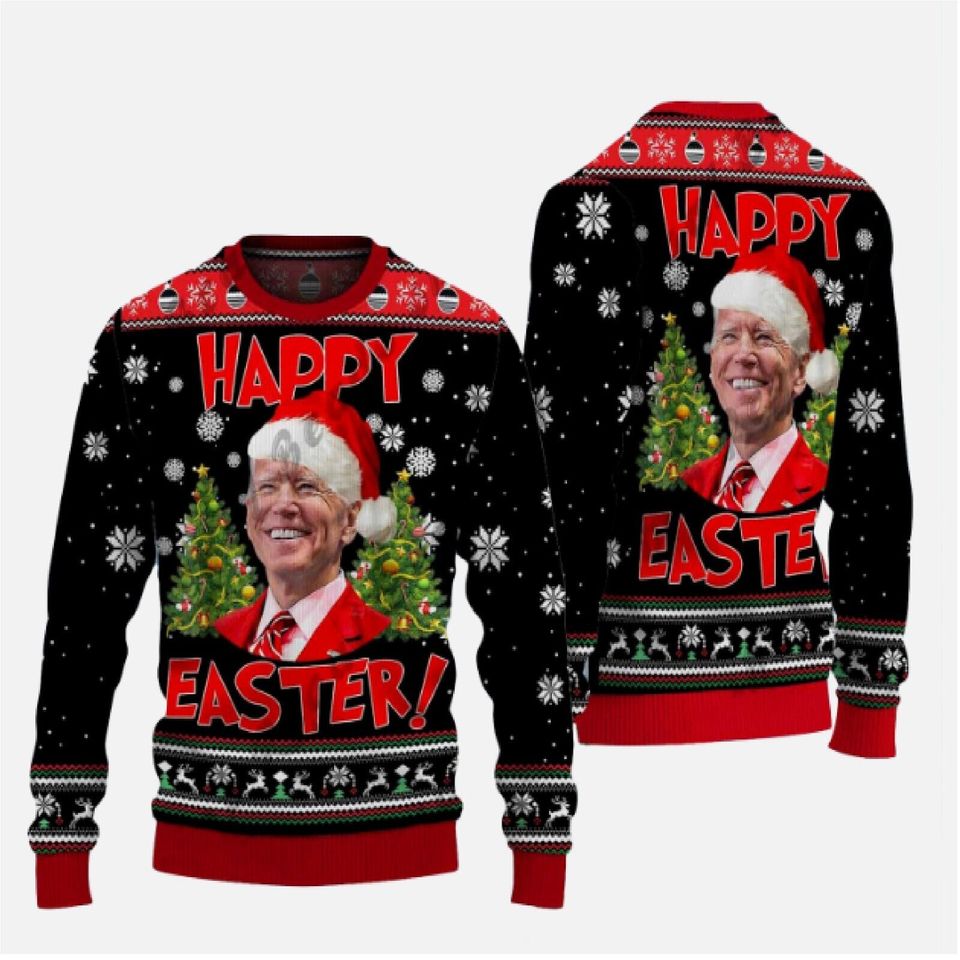 Joe Biden Santa Happy Easter Merry Christmas 3D Sweater