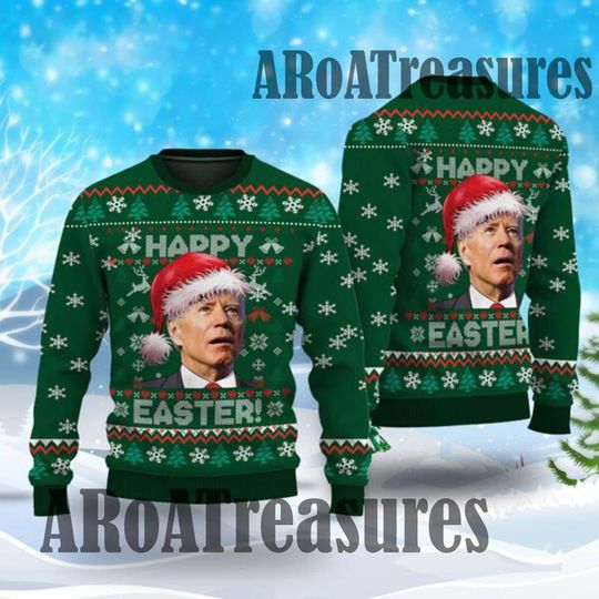 Joe Biden Ugly Christmas Sweater, Happy Easter Joe Biden, Funny Xmas - Image 5