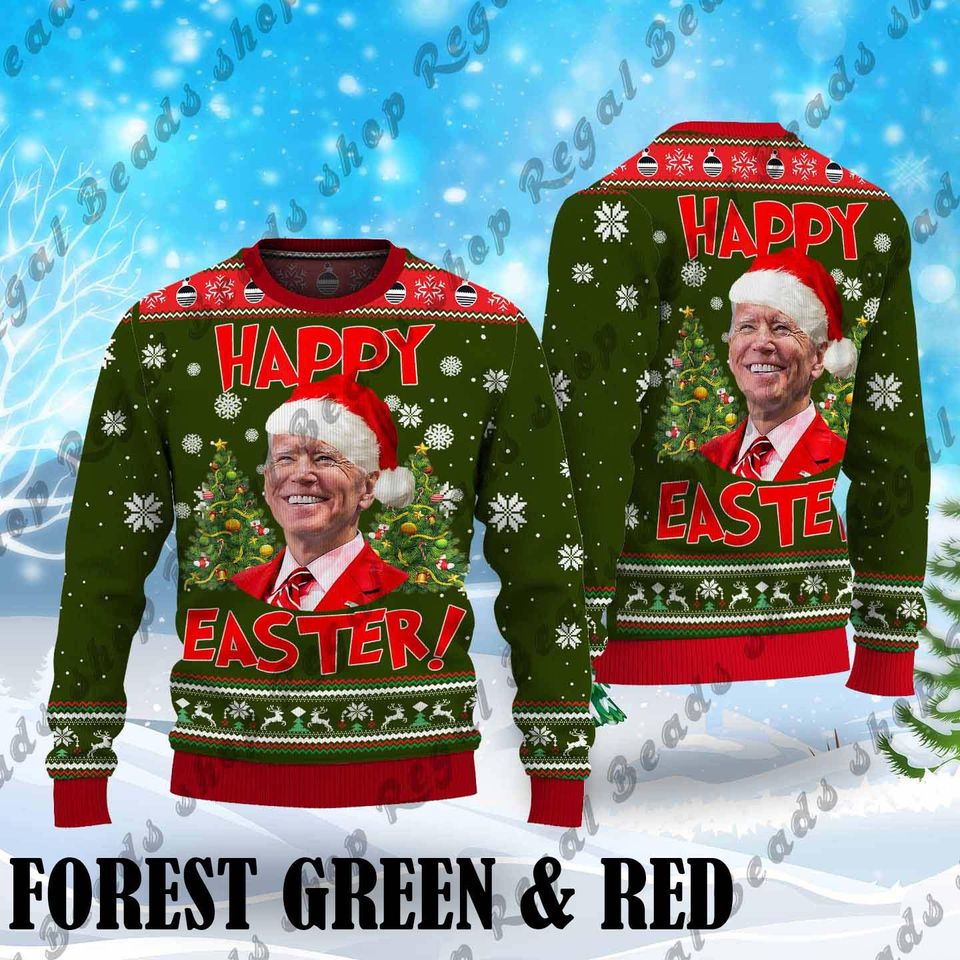 Joe Biden Ugly Christmas Sweater, Happy Easter Joe Biden, Funny Xmas Sweater, Unisex Sweater Party, Christmas Ugly Sweater - Image 3