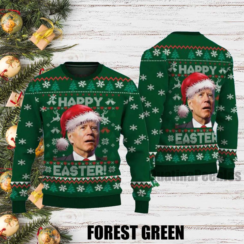 Joe Biden Ugly Christmas Sweater, Happy Easter Joe Biden, Funny Xmas Ugly Sweater - Image 2