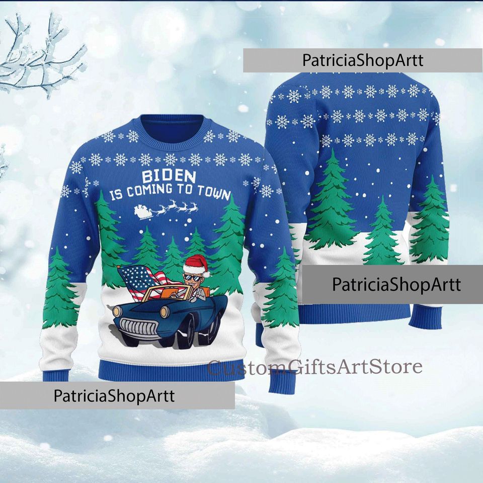 Joe Biden Ugly Christmas Sweater - Santa Biden Design