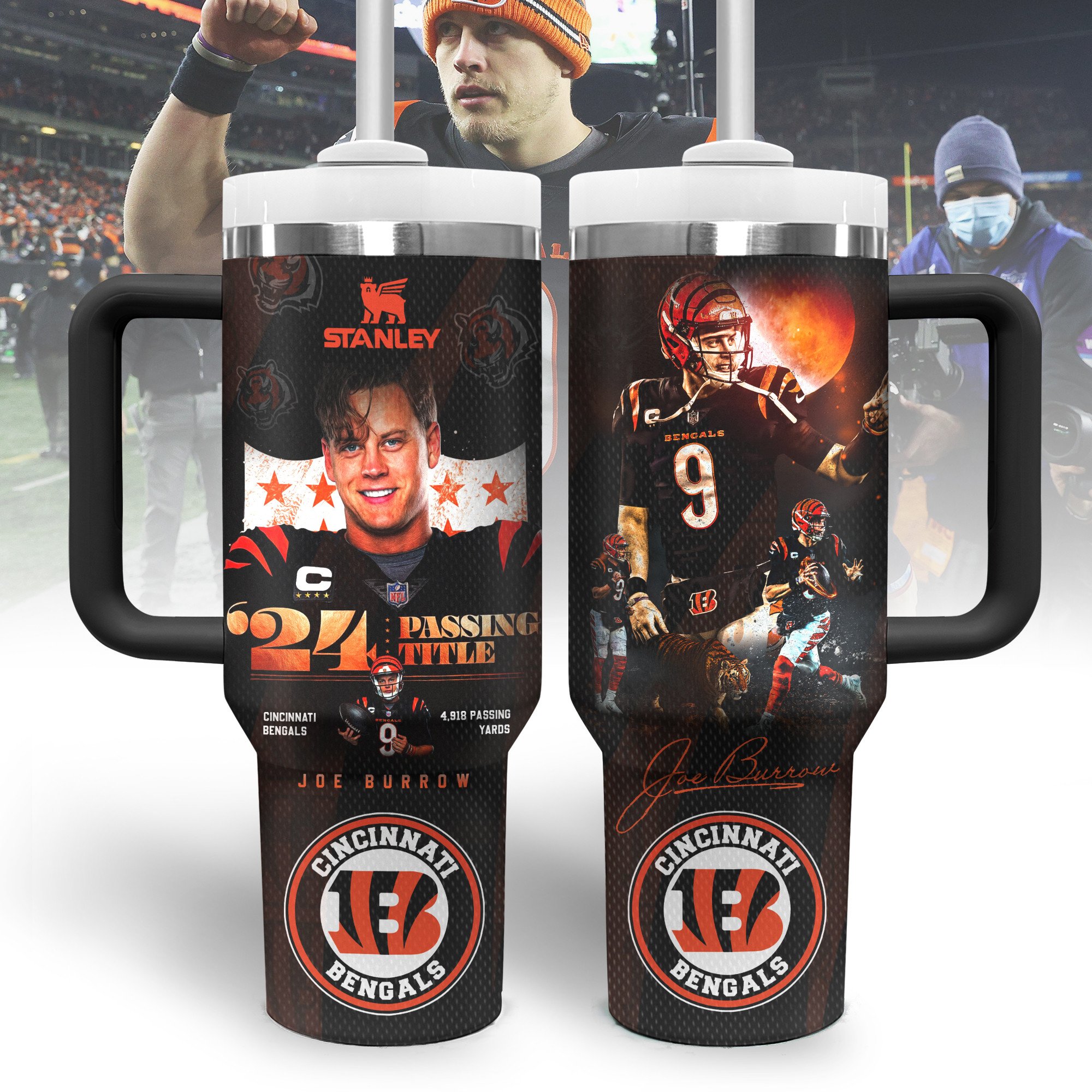 Joe Burrow Cincinnati Bengals NFL Sports Custom Stanley Cup 40 oz 30 oz Tumbler With HandleTVC2301344