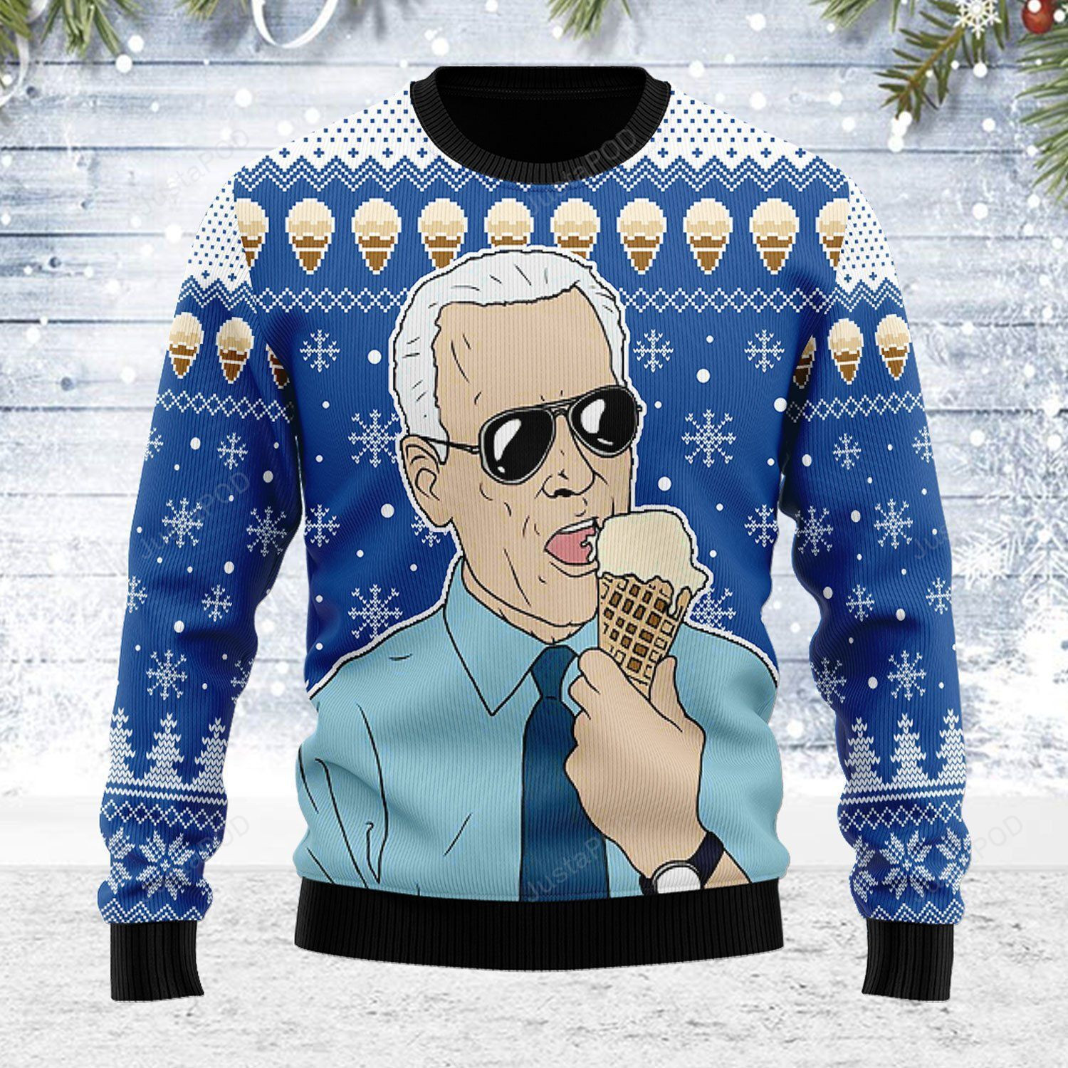 Joe I Love Ice Cream Ugly Christmas Sweater Adult 3D Funny Matching for family