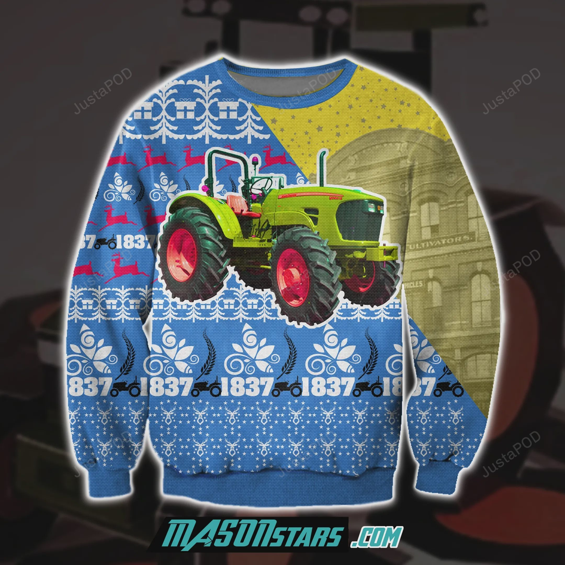 John Deere 3D Print Ugly Christmas Sweater Adult 3D Funny Matching for family