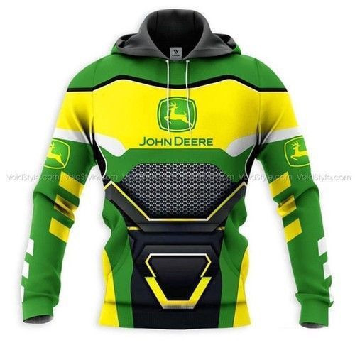John Deere Zip 3D All Over Print Hoodie, Zip Hoodie