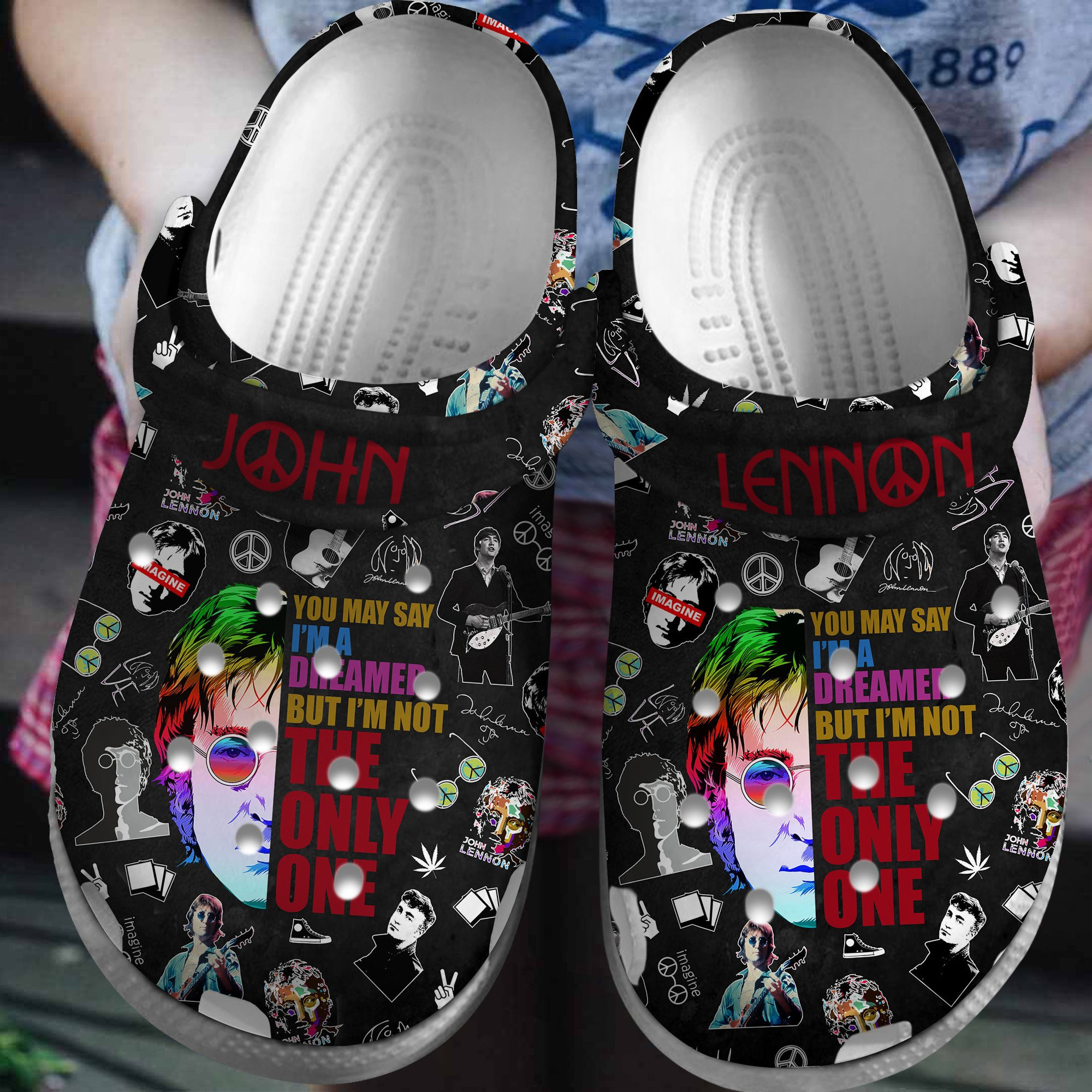 John Lennon Music Crocs Crocband Clogs Shoes Comfortable For Men Women and Kids