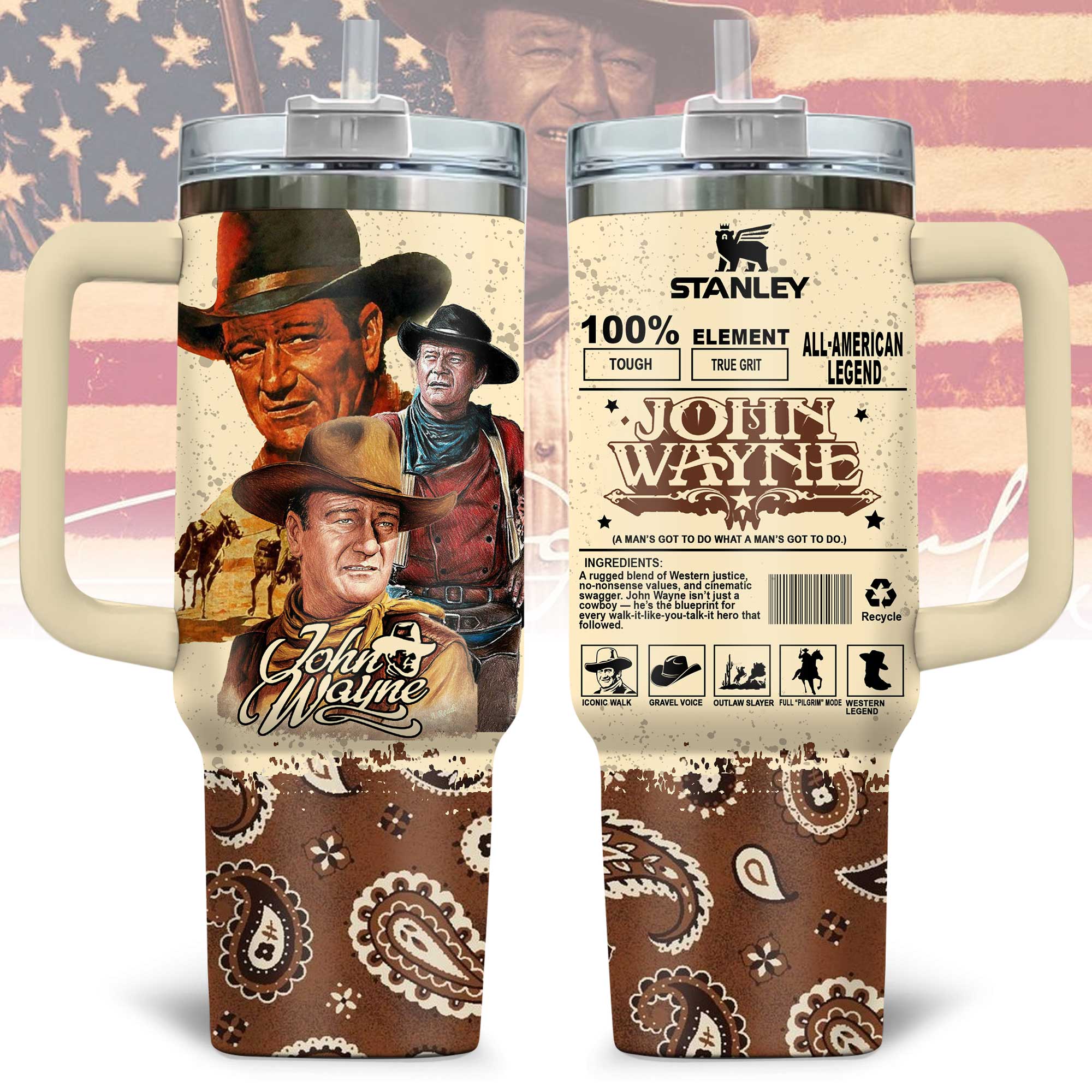 John Wayne Actor Custom Stanley Cup 40 oz 30 oz Tumbler With HandleTVC2301172
