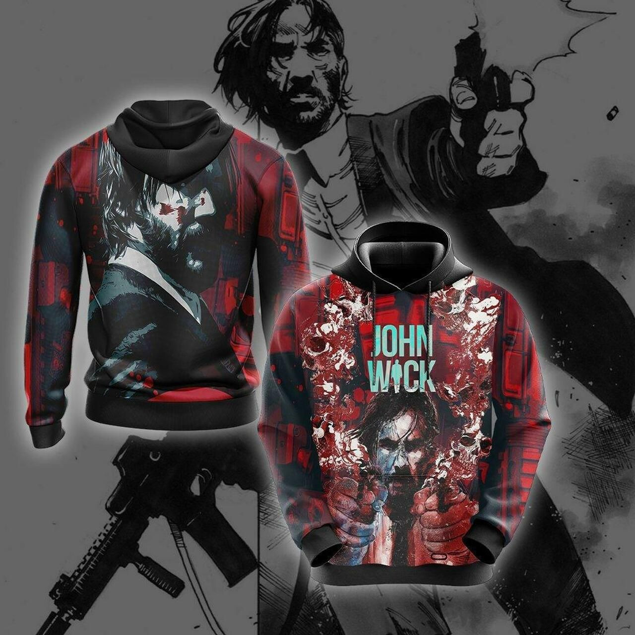 John Wick 2 Unisex 3D All Over Print Hoodie, Zip Hoodie