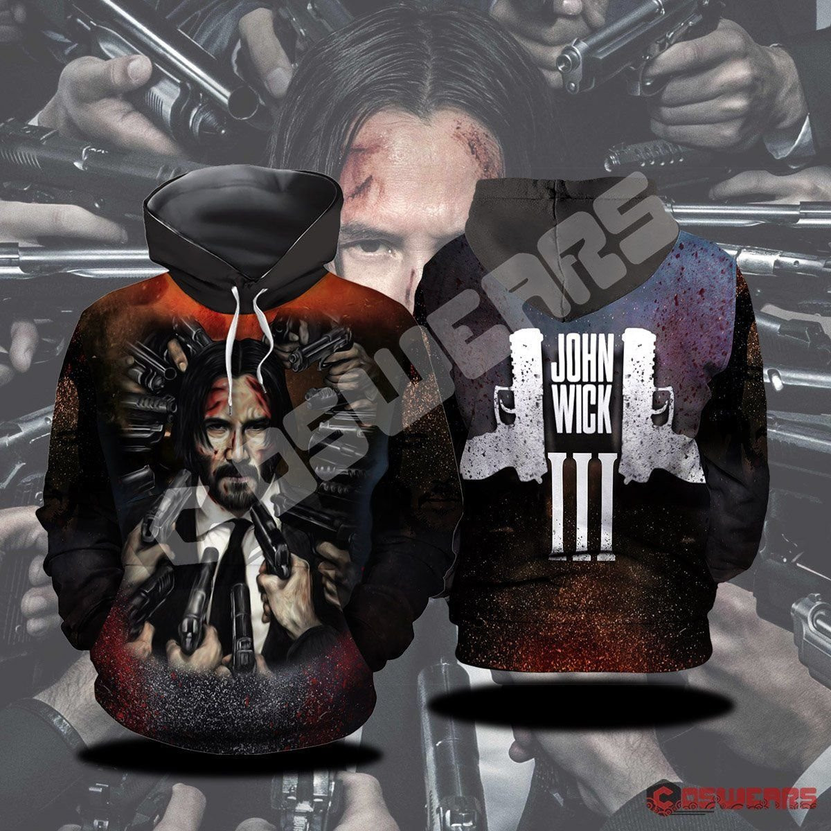 John Wick 3 Inspired 3D All Over Print Hoodie, Zip Hoodie