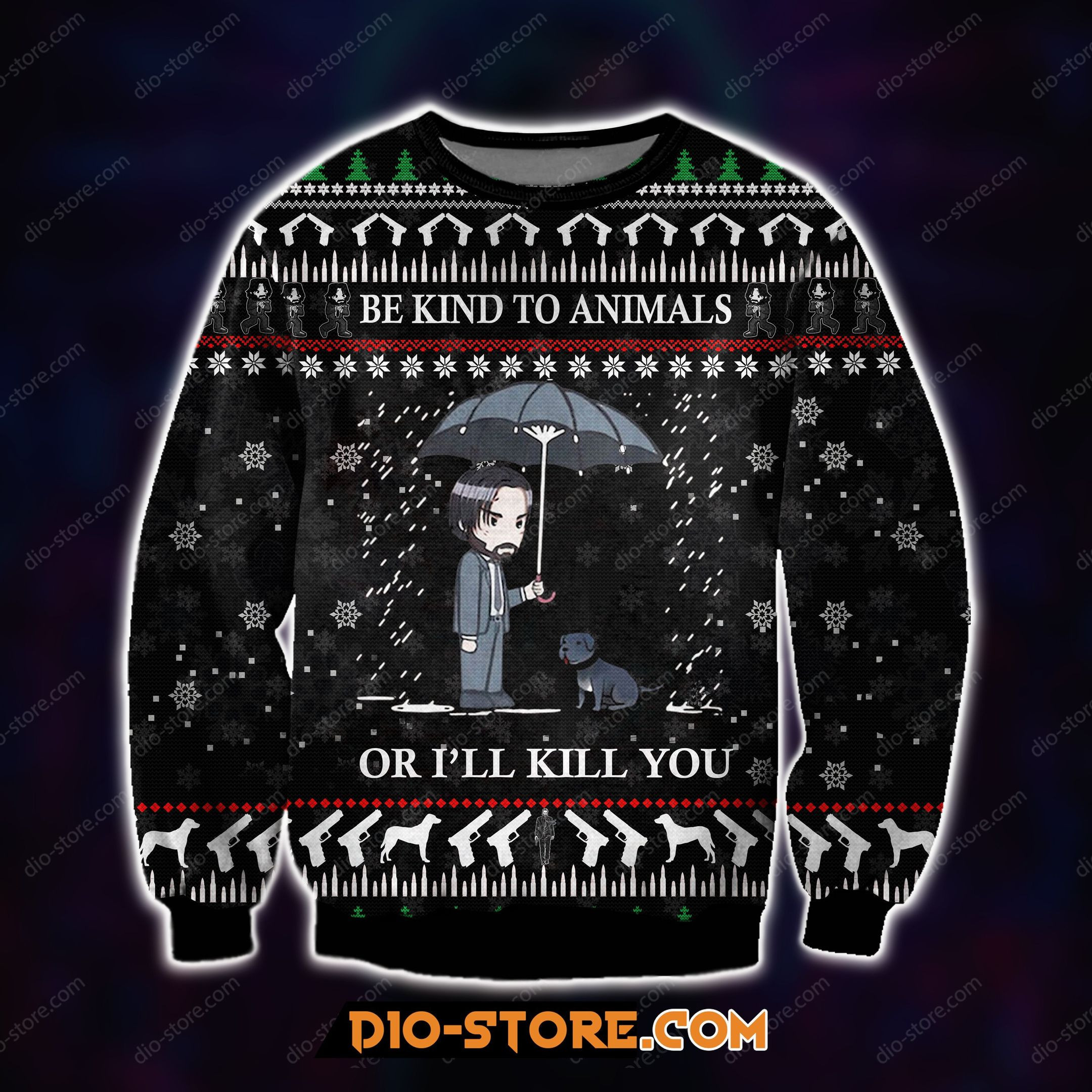 John Wick Animal For Unisex Ugly Christmas Sweater Adult 3D Funny Matching for family