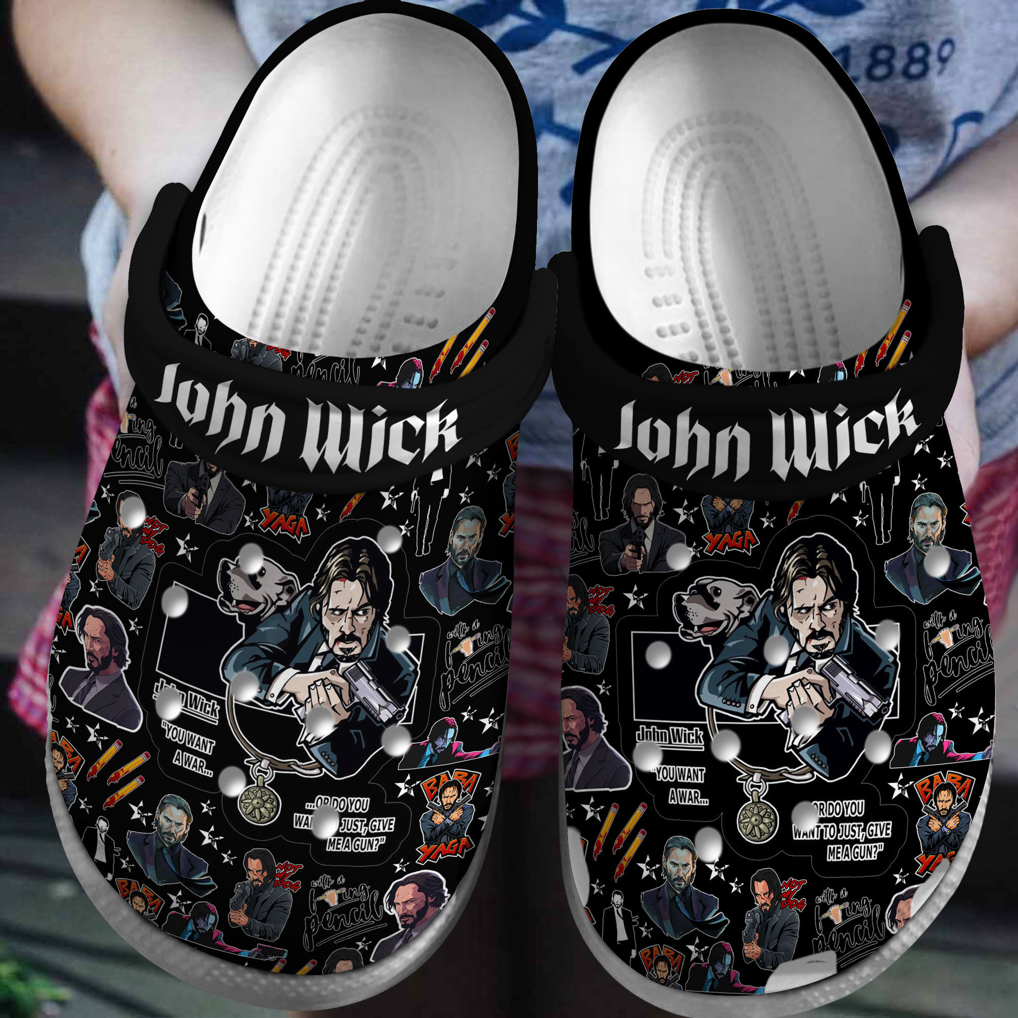 John Wick Movie Crocs Crocband Clogs Shoes Comfortable For Men Women and Kids