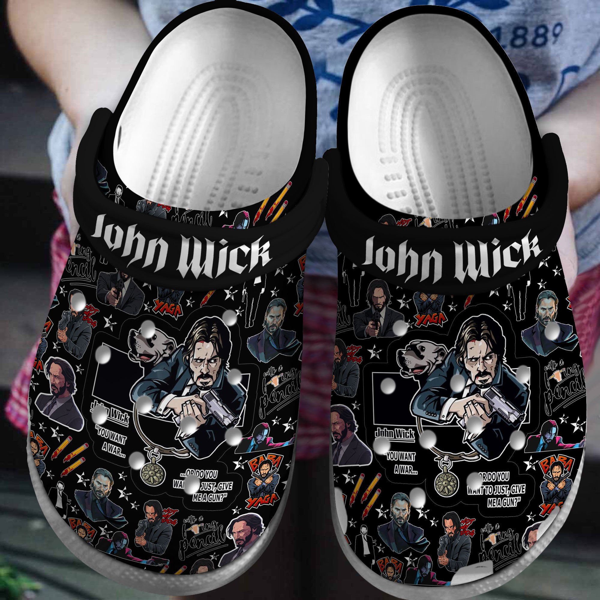 John Wick Movie Crocs Crocband Clogs Shoes Comfortable For Men Women and Kids