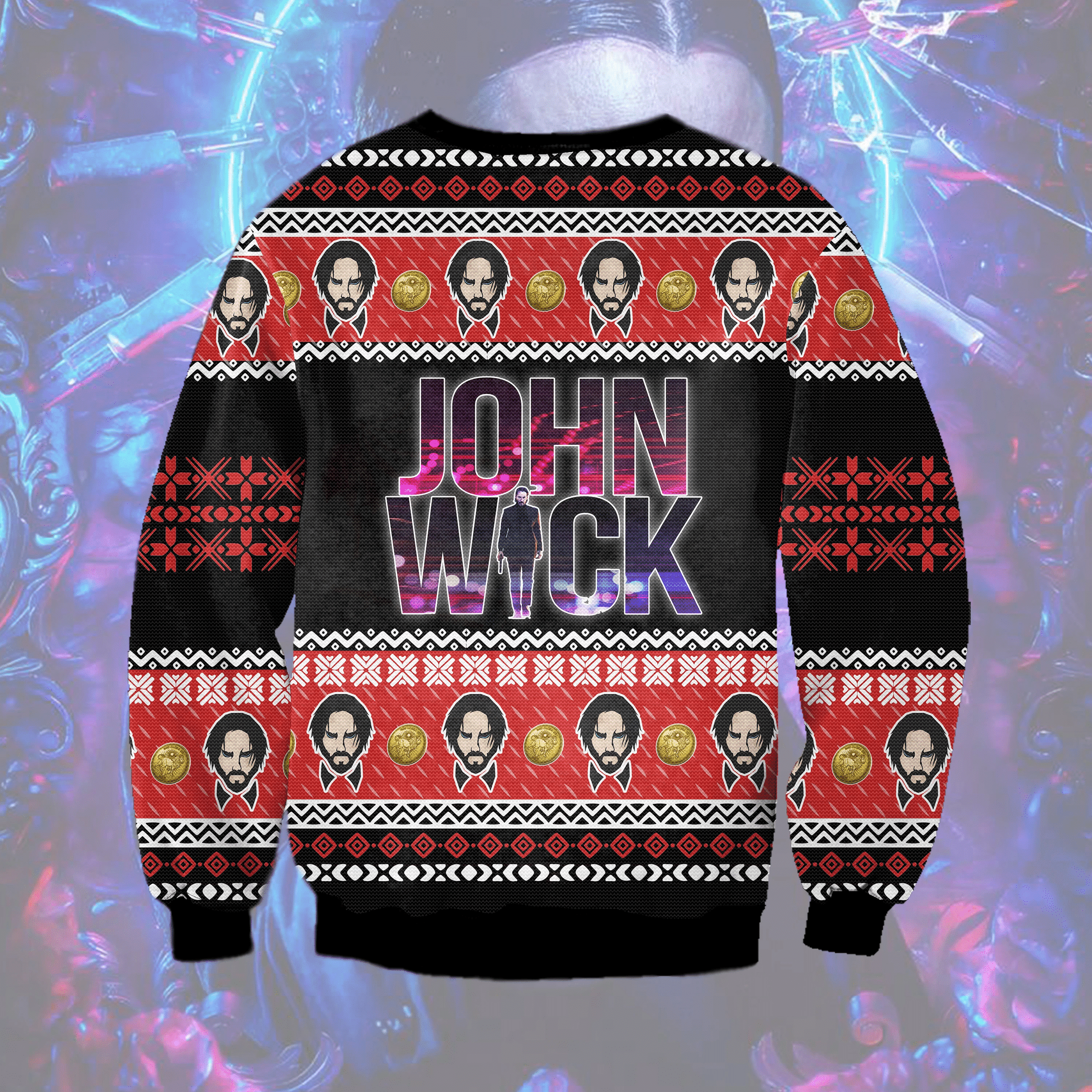 John Wick The Impossible Task Ugly Christmas Sweater Adult 3D Funny Matching for family - Image 2