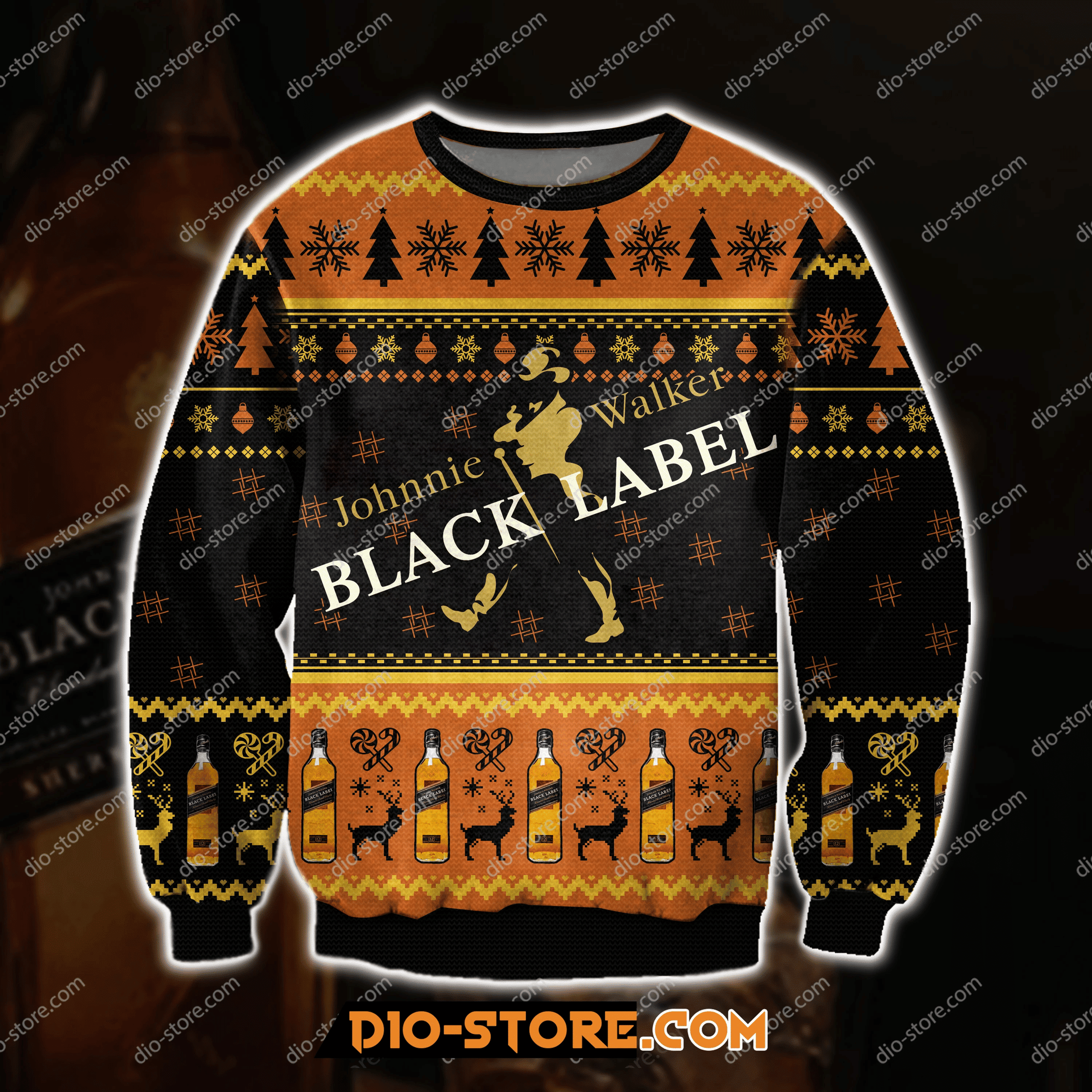 Johnnie Walker Black Label 3D Ugly Christmas Sweater Adult 3D Funny Matching for family