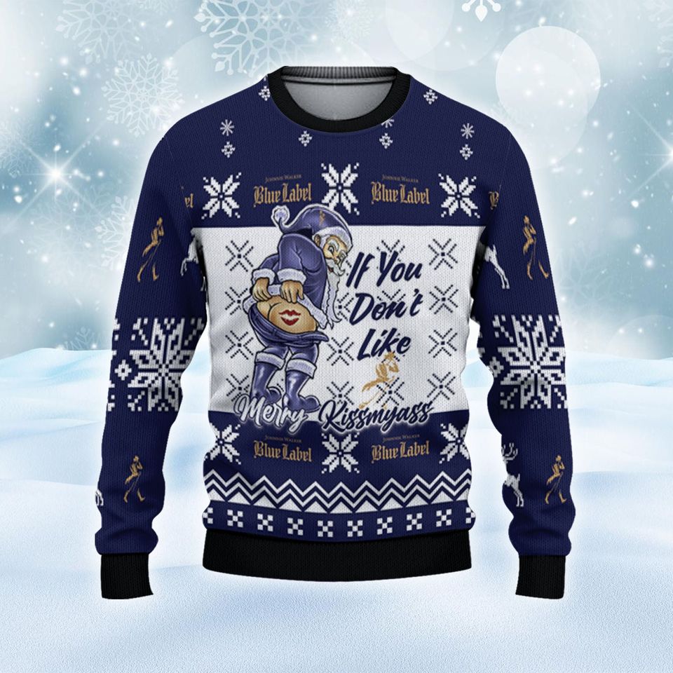 Johnnie Walker Blue Funny Santa Christmas Ugly Sweater - Image 3