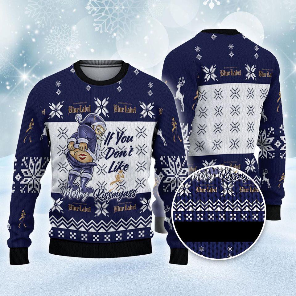 Johnnie Walker Blue Funny Santa Christmas Ugly Sweater