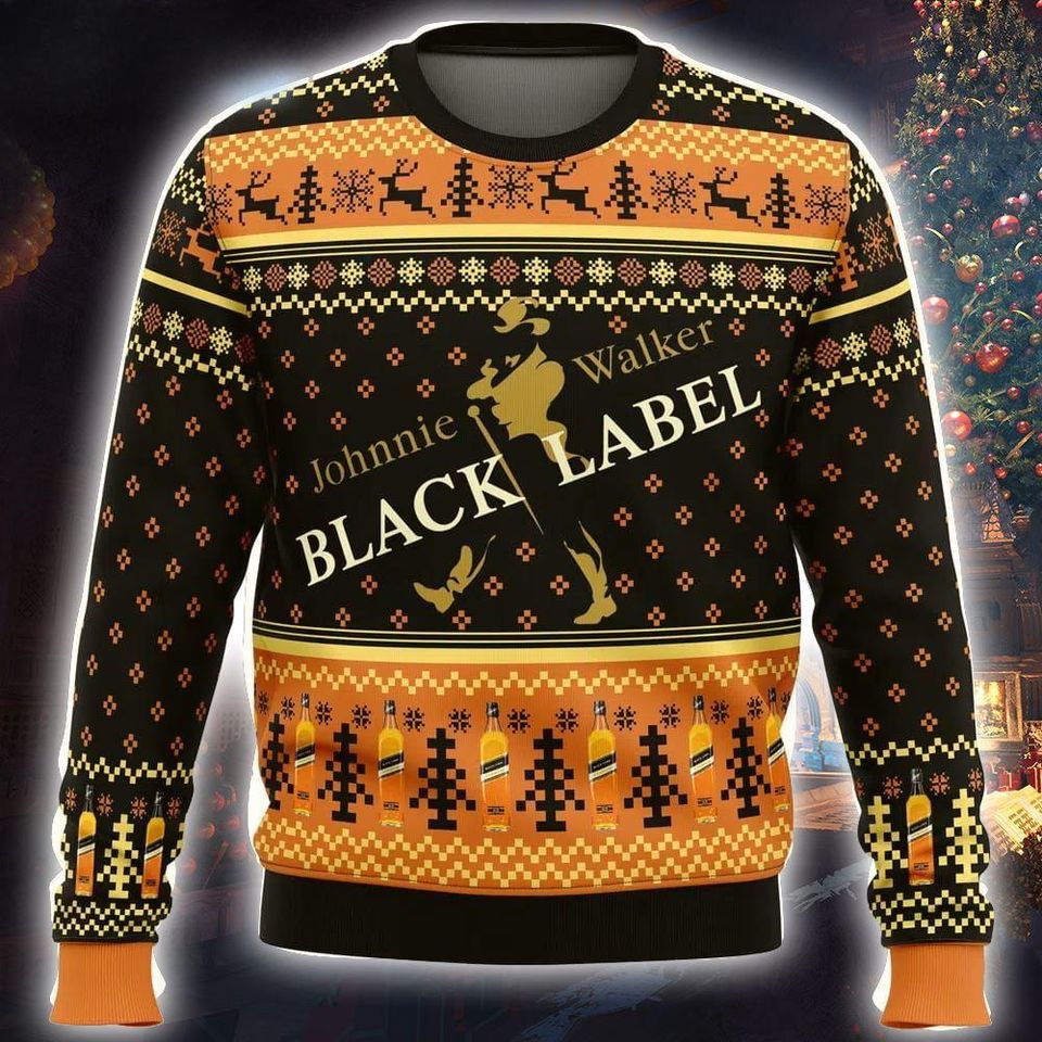 Johnnie Walker Sweater, Whisky Christmas Sweater, Drinking Christmas Sweater