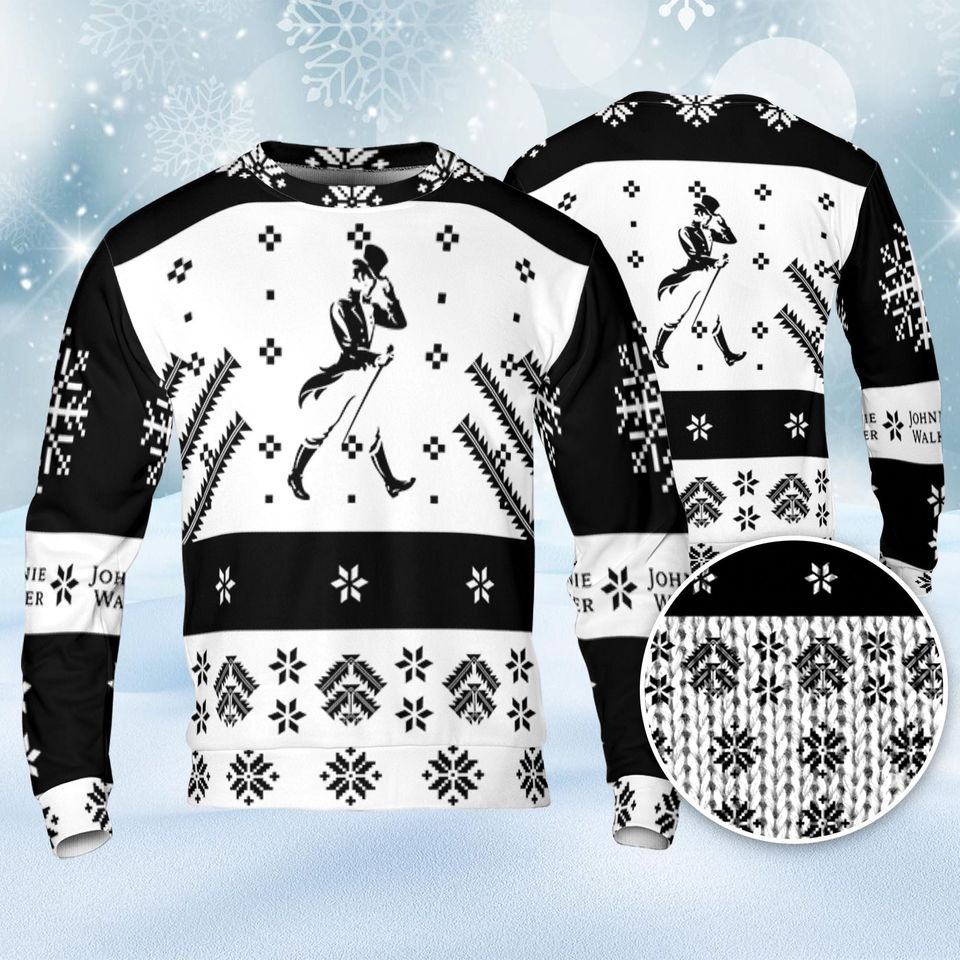 Johnnie Walker Whiskey Christmas Ugly Sweater, Whiskey Ugly Sweater