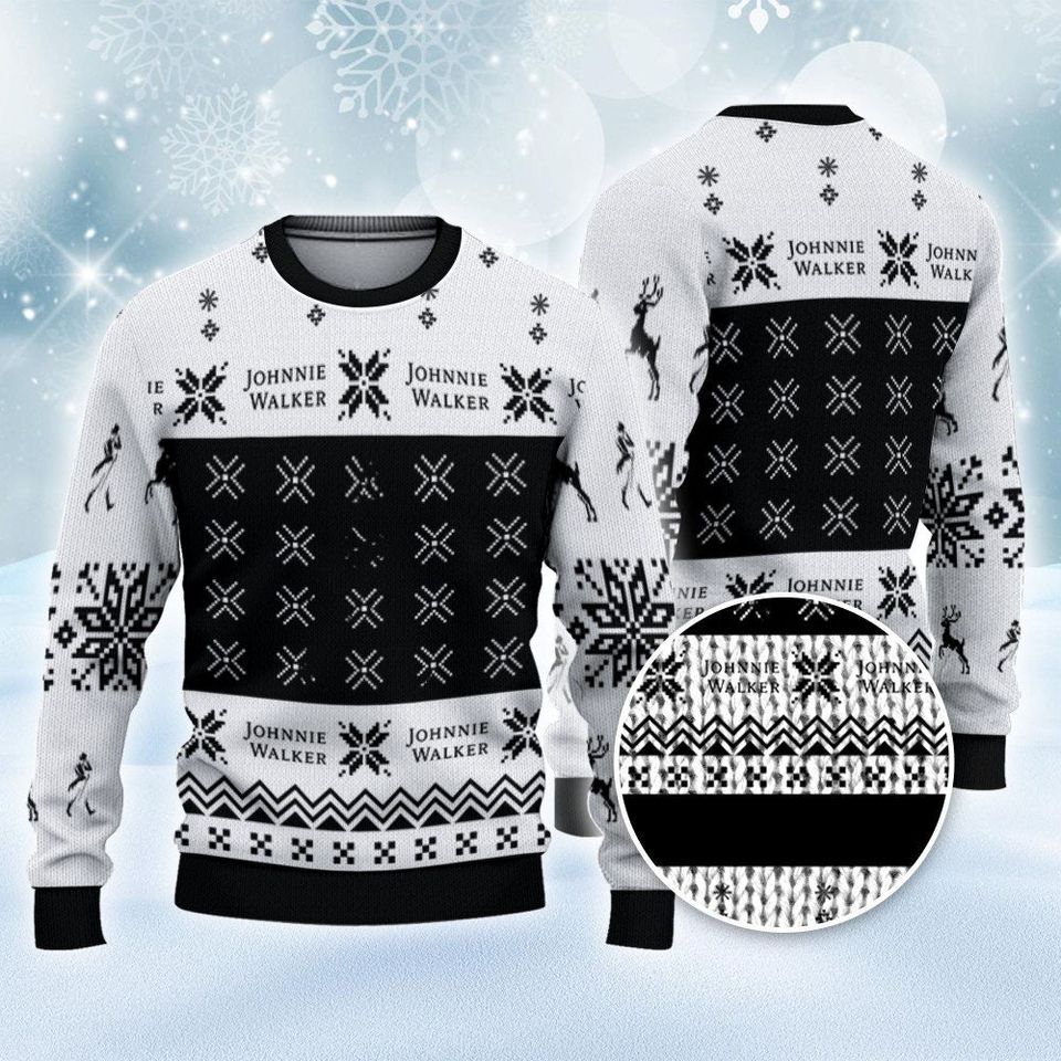 Johnnie Walker Whiskey Christmas Ugly Sweater, Whiskey Ugly Sweater