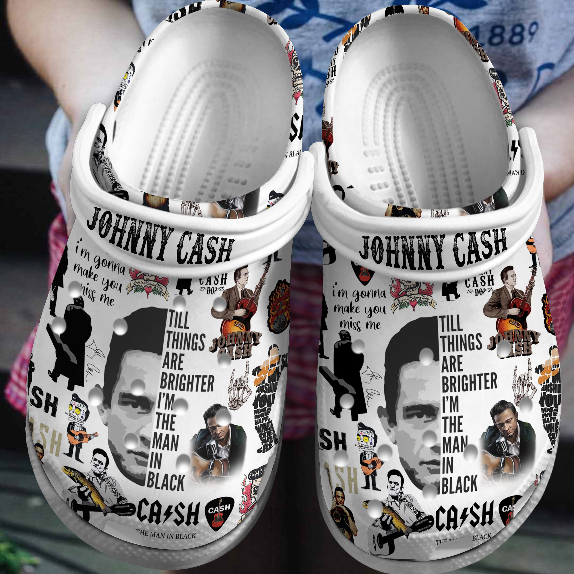 Johnny Cash Music Crocs Crocband Clogs Shoes Comfortable For Men Women and Kids