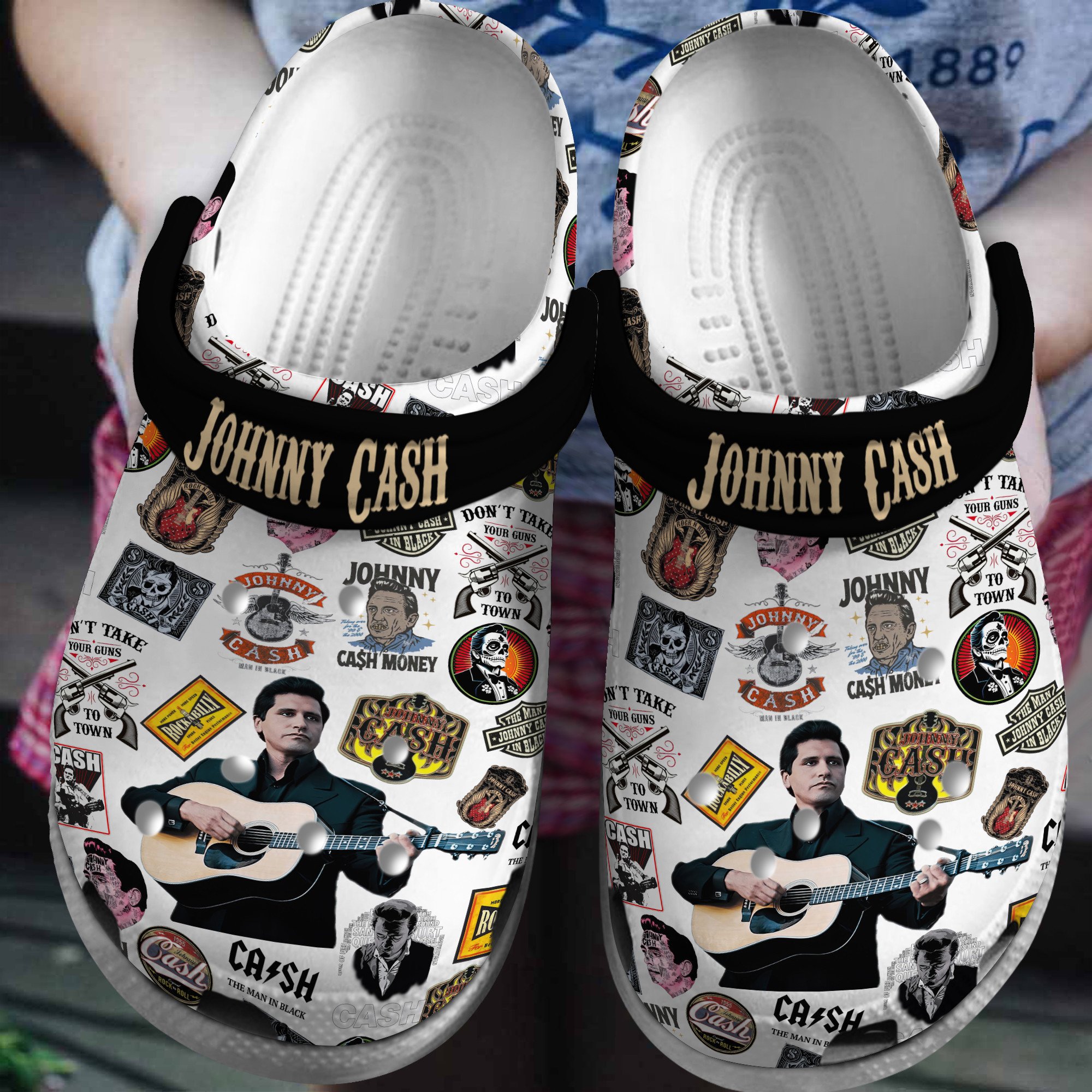 Johnny Cash MusicCrocs Crocband Clogs Shoes Comfortable For Men Women and Kids