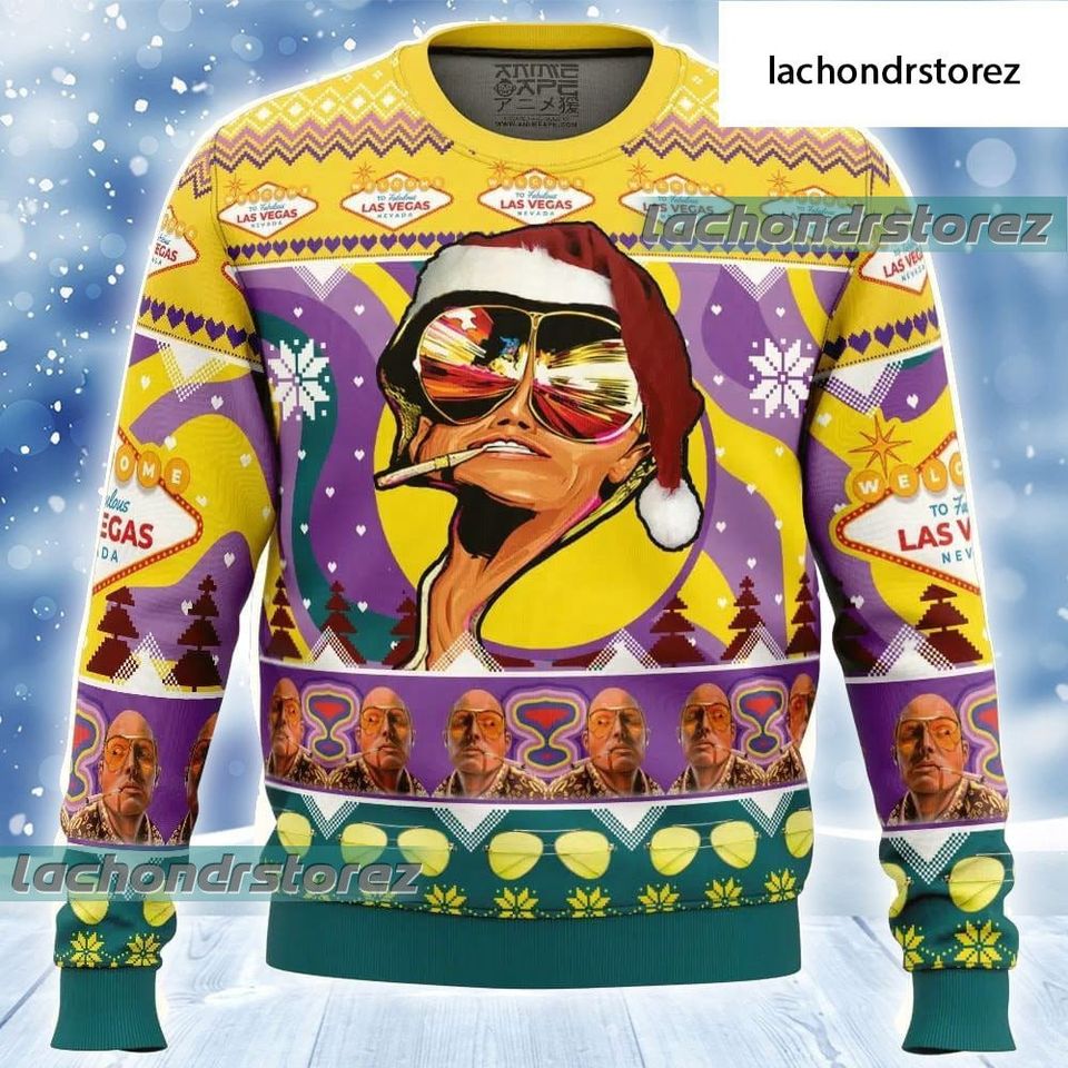 Johnny Depp Fear And Loathing Ugly Christmas Sweater, Christmas Gift