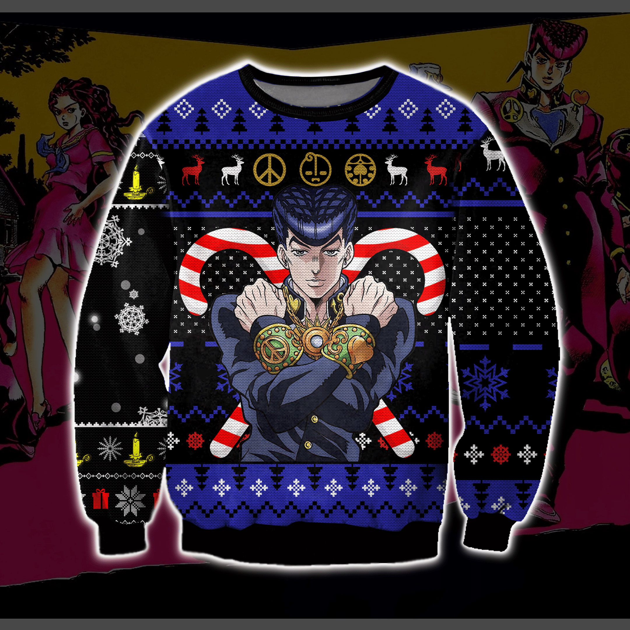 Jojo'S Bizzare 3D Print Ugly Christmas Sweater Adult 3D Funny Matching for family