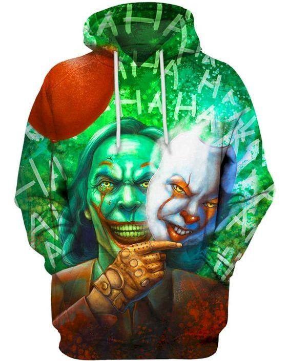 Joker Pennywise Horror Halloween 3D All Over Print Hoodie, Zip Hoodie
