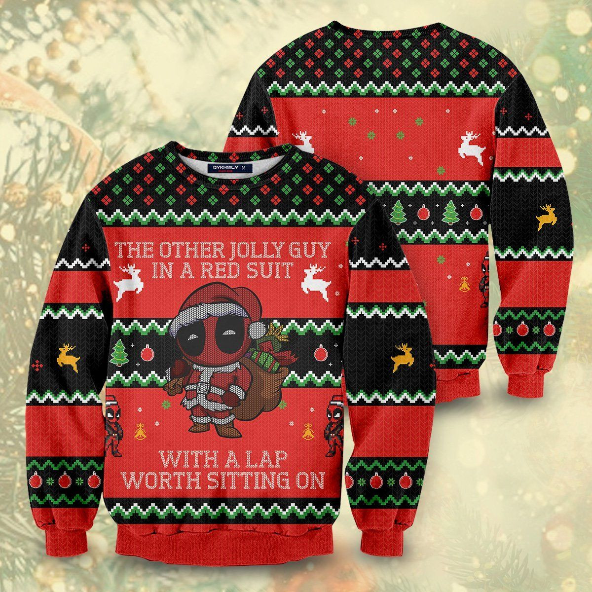 Jolly Guy In Red Ugly Christmas Sweater Adult 3D Funny Matching for family