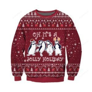 Jolly Holiday Ugly Christmas Sweater Adult 3D Funny Matching for family