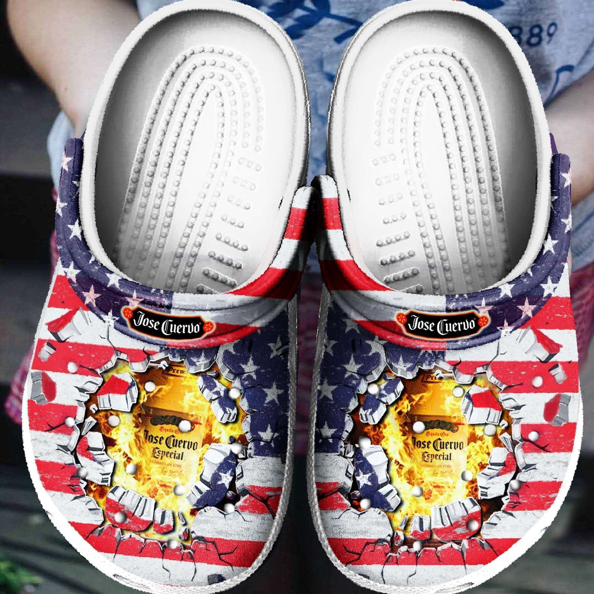 Jose Cuervo American Flag 4Th Of July Crocband Clogs