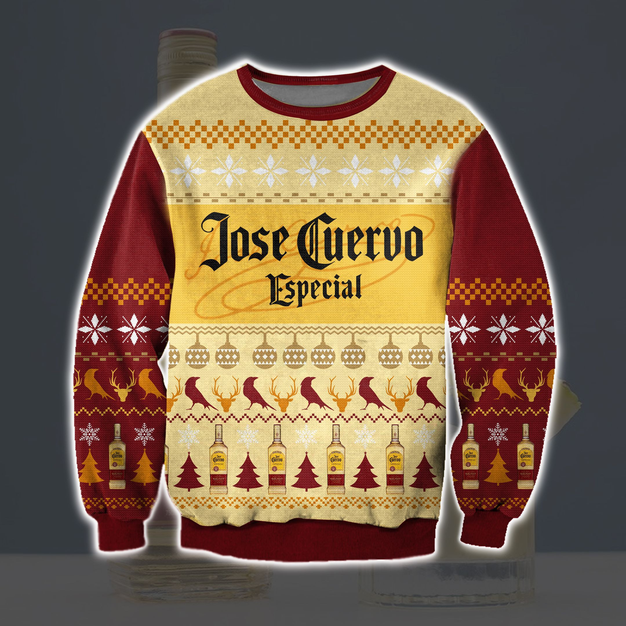 Jose Cuervo Especial Tequila Knitting Pattern 3D Print Ugly Christmas Sweater Adult 3D Funny Matching for family