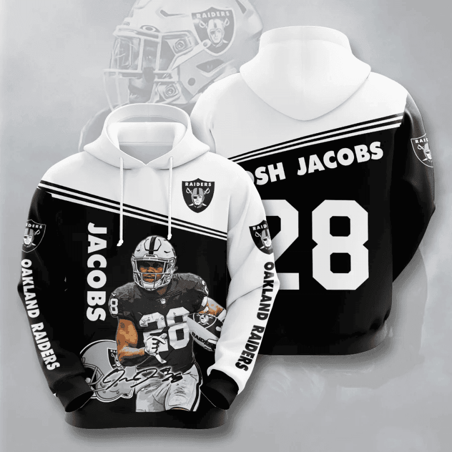 Josh Jacobs Oakland Raiders 3D All Over Print Hoodie, Zip Hoodie