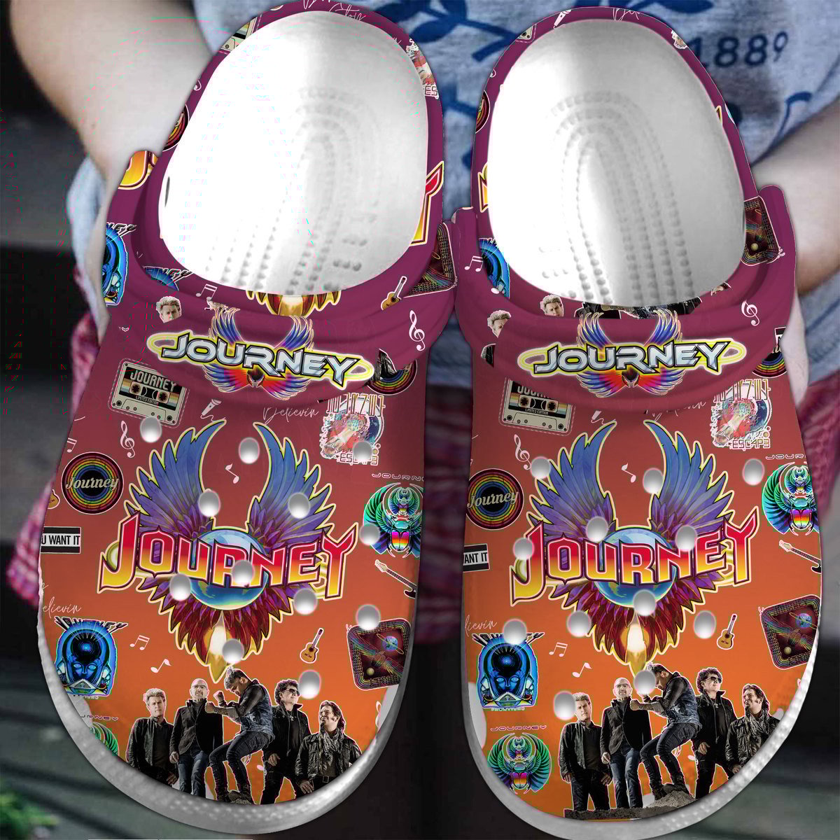 Journey Rock Band Music Crocs Crocband Clogs Shoes Comfortable For Men Women and Kids