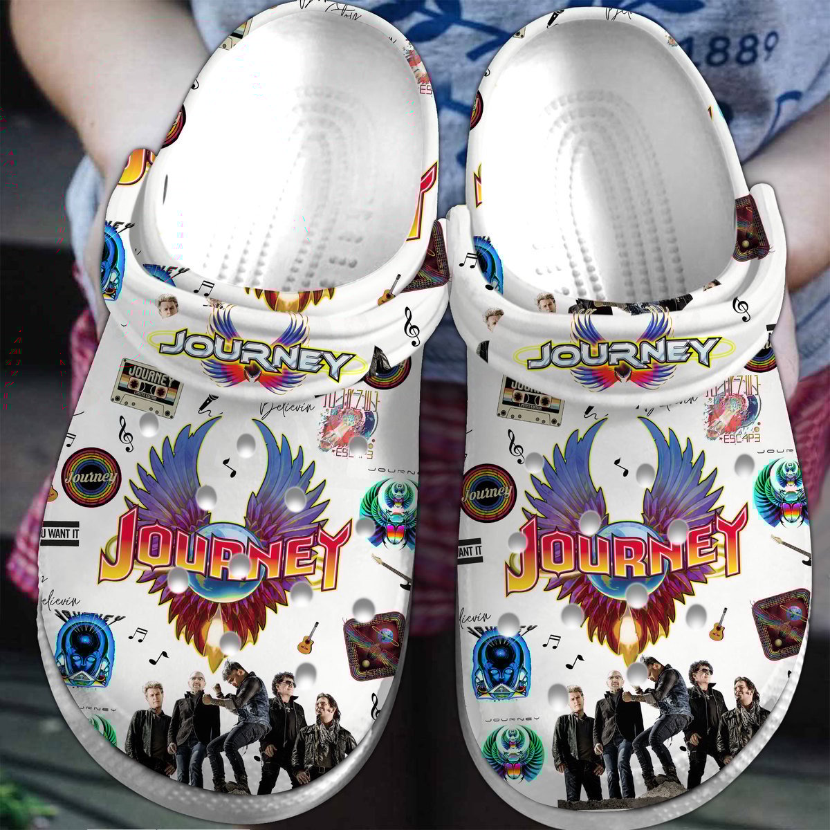 Journey Rock Band Music Crocs Crocband Clogs Shoes Comfortable For Men Women and Kids