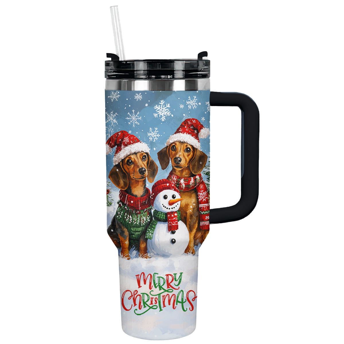 Joyful Christmas Dachshund Custom Stanley Cup 40 oz 30 oz Tumbler With HandleTVC2301488