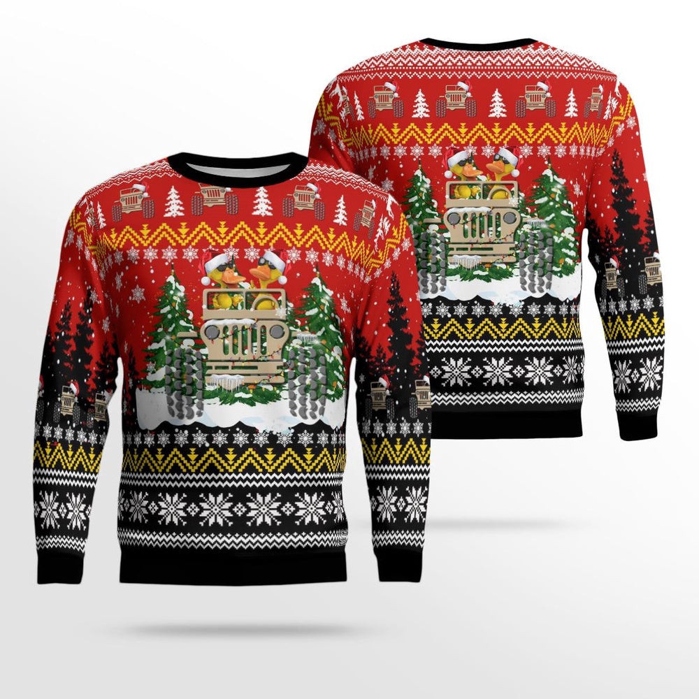 JP Duck Christmas AOP Ugly Sweater Xmas Unisex Sweater Christmas Gifts For Men Women