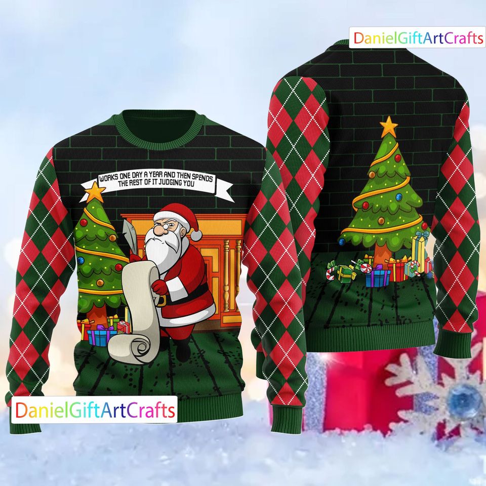 Judging Santa Claus Ugly Christmas Sweater