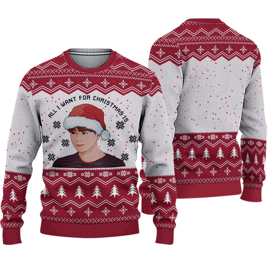 Jung Kook Ugly Christmas Sweater,All I Want For Christmas