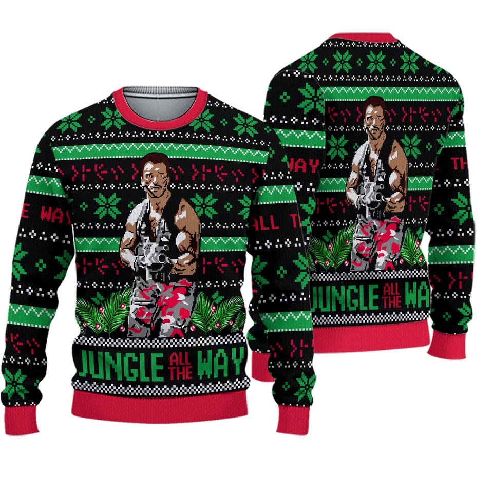 Jungle All The Way Arnold Schwarzeneggers Ugly Christmas Sweater