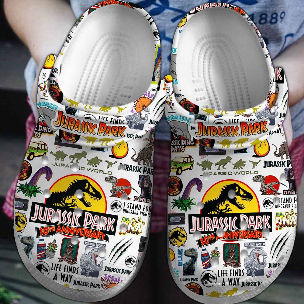 Jurassic Park 30th anniversary Movie Crocs Crocband Clogs Shoes Comfortable For Men Women and Kids