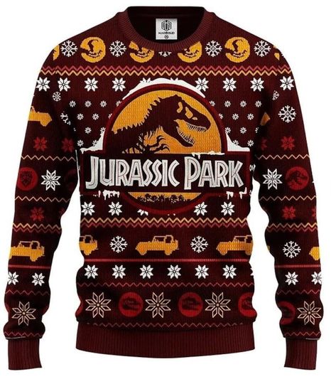 Jurassic Park Ugly Christmas Sweater, Christmas Sweater, - Image 2