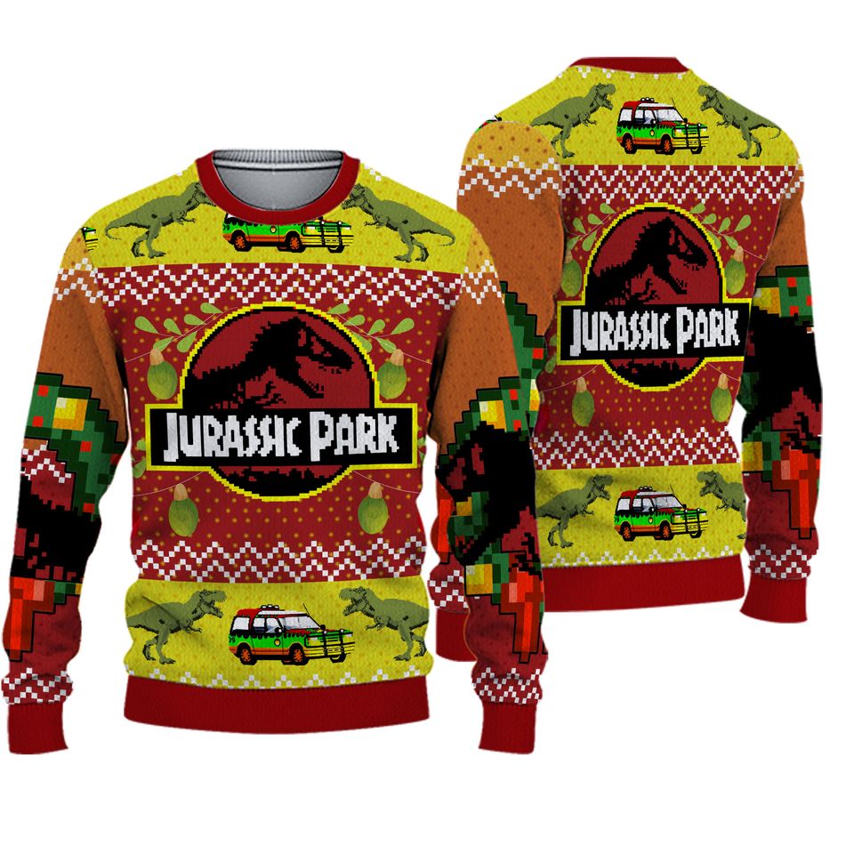 Jurassic Parks Ugly Christmas Sweater, Christmas Sweater, Ugly Knitted Sweater