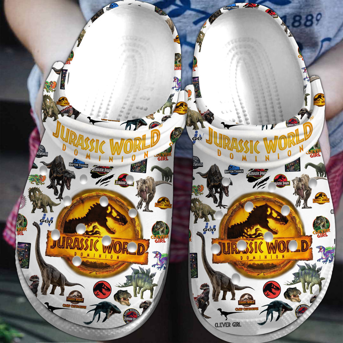 Jurassic World Dominion Movie Crocs Crocband Clogs Shoes Comfortable For Men Women and Kids
