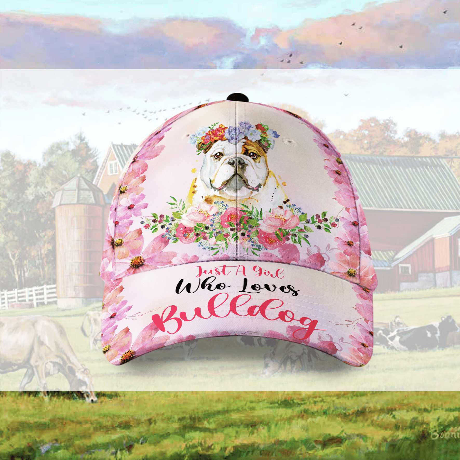 Just A Girl Who Love Bulldog Hat Classic Cap Trucker Hats Custom Hats Gifts For Men & Women