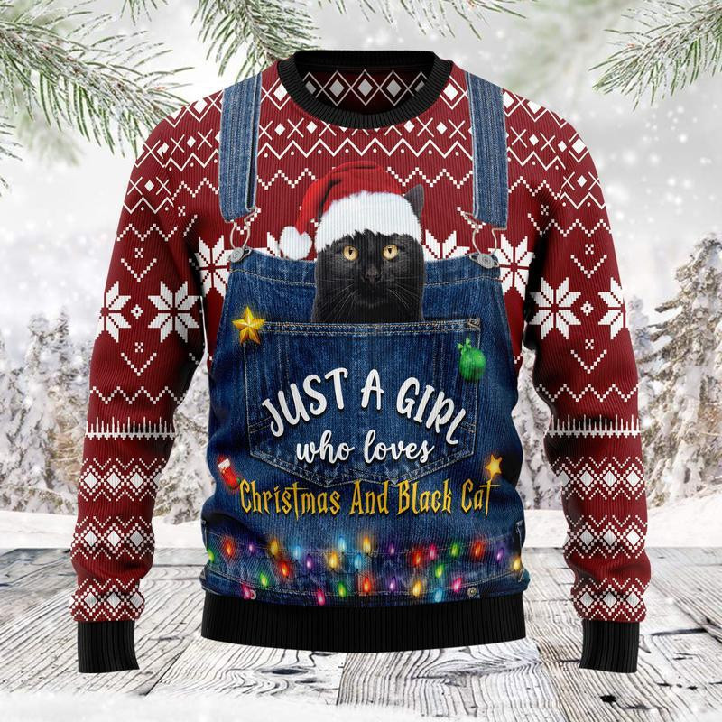 Just A Girl Who Loves Christmas Ugly Christmas Sweater Adult 3D Funny Matching for family
