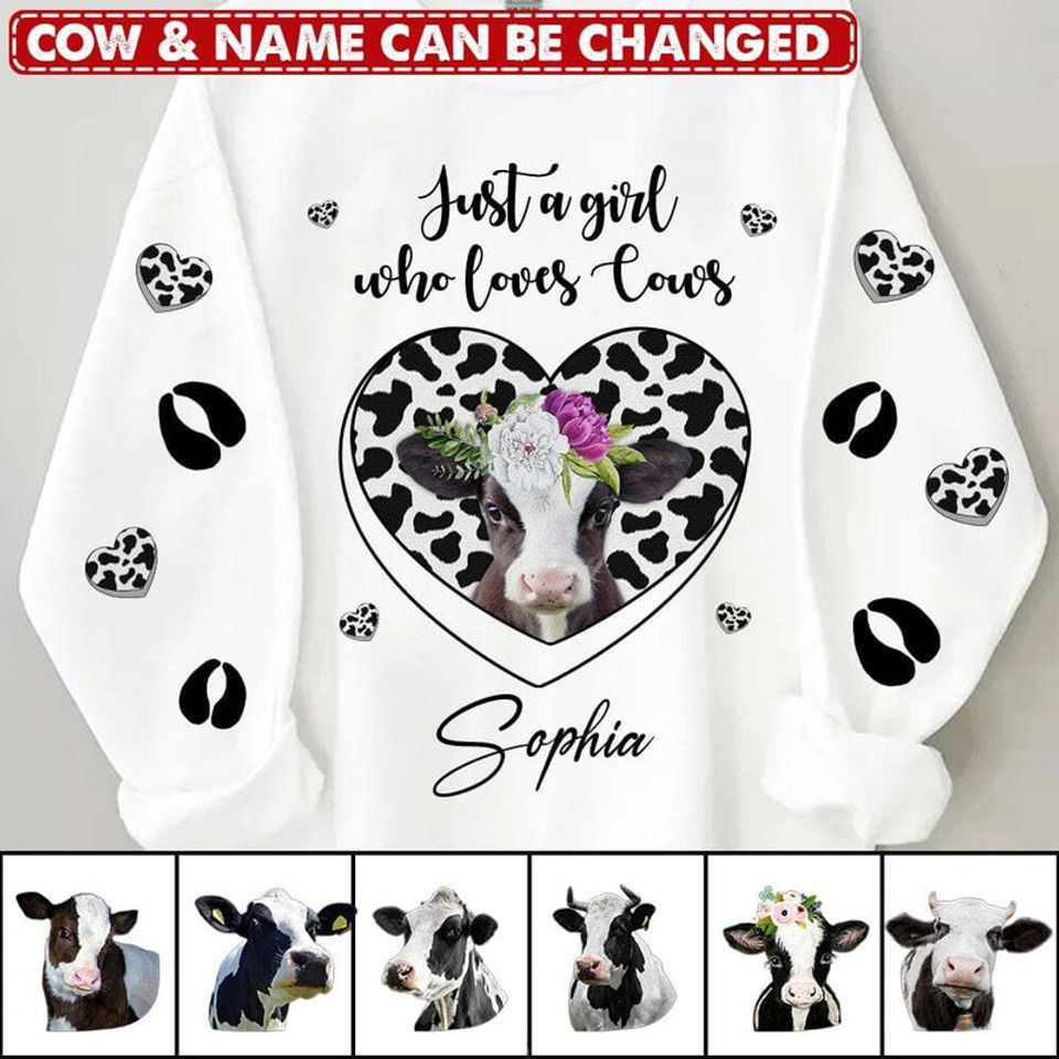 Just A Girl Who Loves Cow Breeds Cattle Farm Personalized 3D Sweater